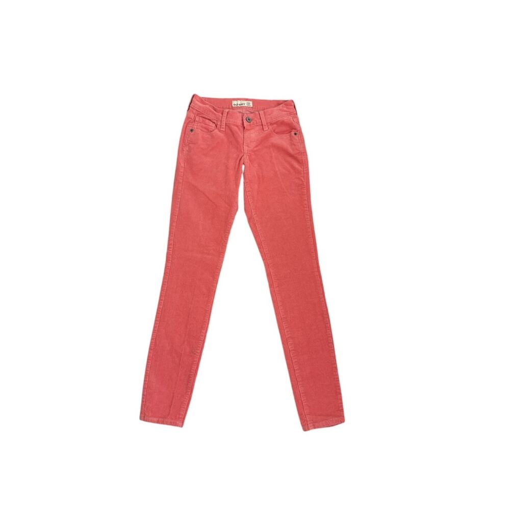 Old Navy Low Rise Y2K 90s Retro Coral Pink Corduroy Skinny Pants Size Women's 0